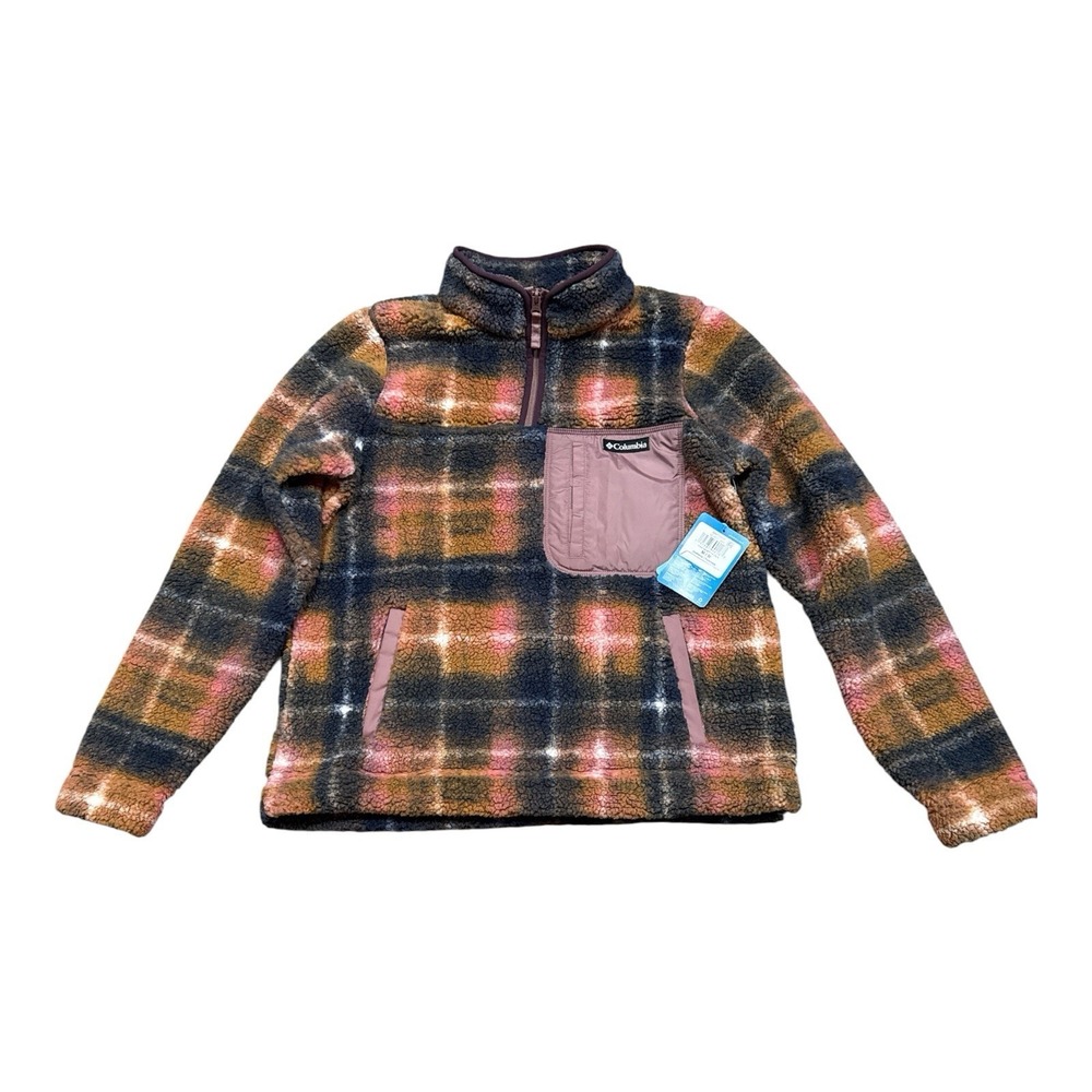 Columbia Women's West Bend 1/4 Zip Plaid Fleece Pullover Medium Regular Fit NWT